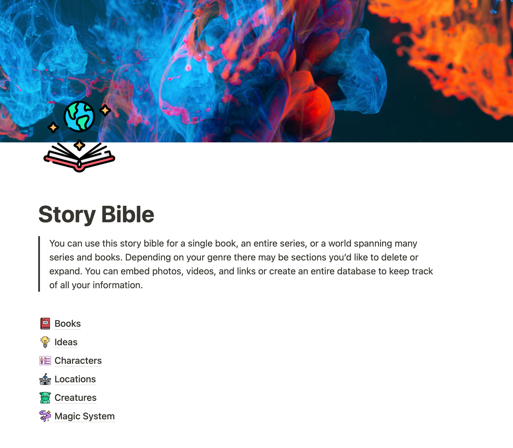 Notion - Story Bible Template